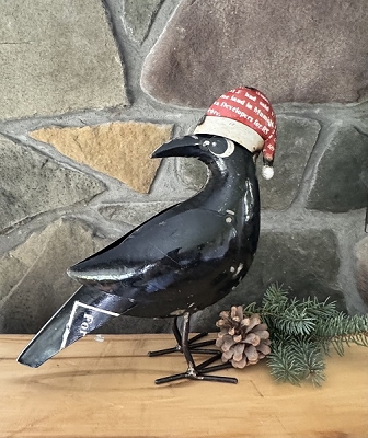 Christmas Crow Recycled Metal Art 10